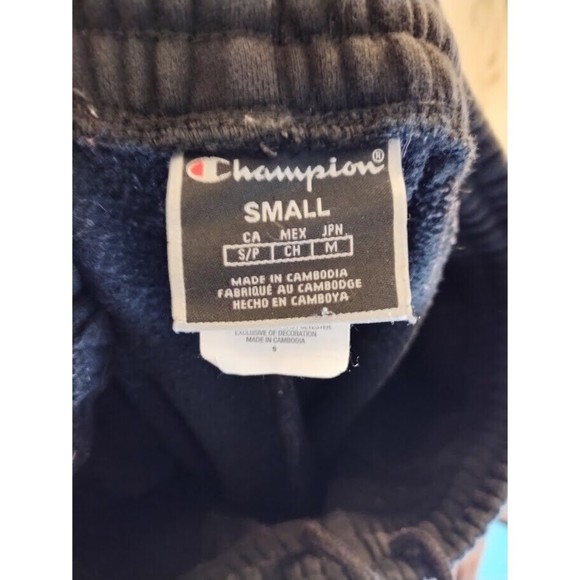 Champion Men Small Black Jogger Pants Sweatpants Snap Pockets Zipper Leg - Picture 11 of 12